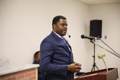 Brother Barel at the pulpit